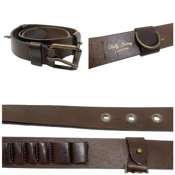 Vintage Neiman Marcus x Sally Gissing London Sz 34 Brown Leather Utility Belt - Picture 1 of 7